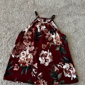 Papermoon Red Sleeveless Blouse with Halter Neckline